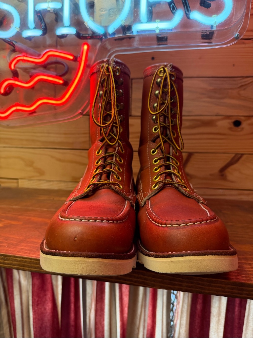 VTG Rare Moc Toes Oro Russet Made In USA Carolina, Red Wing, Georgia Dog Stamped